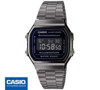 Casio Reloj Cuarzo Unisex 36.00mm con dial Digital LCD y Correa de Pulsera de Metal Negro A168WEGG-1BEF