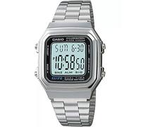 Casio A178W-1A - Reloj digital con cronógrafo y alarma para hombre, color plateado, plateado