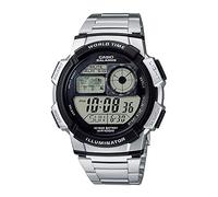 Casio AE1000WD-1AV Reloj de Cuarzo de Resina Plateada con Esfera Digital para Hombre, Negro, No Size, Vestido