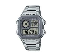 Casio AE1200WH Series | Reloj digital para hombre | 100M WR | Multi alarmas | Cronómetro 100 SEC | Temporizador de cuenta regresiva | Mapa del mundo para la hora mundial | Luz LED | Pantalla analógica