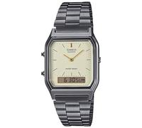 Casio Ana-Digi - Reloj de pulsera analógico Digi de cuarzo, serie vintage, serie AQ-230, unisex, doble hora, modelo extranjero, Gris metálico X oro claro Aq-230gg-9a, Estilo vintage
