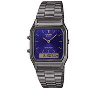 Casio Reloj Cuarzo Unisex 30.00mm con dial Análogico-Digital Azul y Correa de Pulsera de Metal Plata AQ-230EGG-2AEF