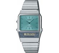 Casio Reloj Cuarzo Mujer 32.00mm con dial Análogico-Digital Azul y Correa de Pulsera de Metal Plata AQ-800EC-2AEF