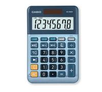 CASIO Calculadora de Mesa MS-88EM, 8 dígitos, conversión de divisa, Cost/Sell/Margin, Frontal de Aluminio, Funcionamiento con energía Solar/batería