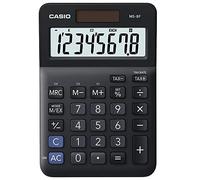 Casio Calculadora MS-8F, 8 Dígitos, Cálculo de Impuestos, Conversión de Moneda, Cambio de Signo, Energía Solar/Batería