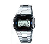 Casio Collection A163WA-1QES, Reloj Rectangular, Acero Inoxidable, Unisex, Plateado