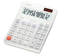 Casio DE-12E-WE - Calculadora de Escritorio Ergonómica, 12 Dígitos, Teclado en Diseño de Escalera, Pulsaciones de Teclas Verticales, Cálculo de Impuestos, Conversión de Moneda, Cambio de Signo