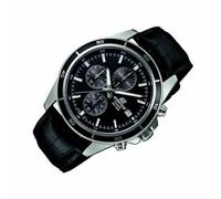 Casio EDIFICE Reloj en caja sólida de acero inoxidable, 10 BAR, Negro, para Hombre, con Correa de Cuero, EFR-526L-1AVUEF