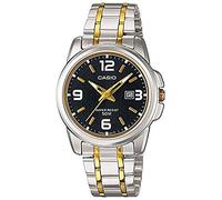 Casio Enticer Ltp-1314Sg-1Avdf - Reloj analógico para Mujer, Esfera negra, Correa de acero Inoxidable de Dos Tonos, Negro, Pulsera