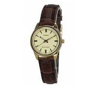 CASIO Feminino ltp-v005gl-9 a Marrom Couro genuíno Banda Analógico relógio