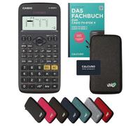 Casio fx-82DE X Incl. Funda Protectora Gris Oscuro y Libro especializado (80 páginas, DIN A5) - Calculadora científica - Smart Set (Alemán)