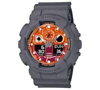 Casio G-Shock GA100FL-8A - Reloj de Resina Gris con Esfera Naranja y Llamas de Color
