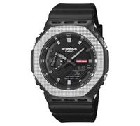 Casio G-Shock GM-2100BM-1A - Reloj moderno industrial con bisel de metal octogonal negro