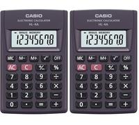 Casio HL-4A Calculadora de Bolsillo Antracita Pantalla 8 dígitos (Paquete de 2)