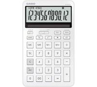 CASIO JW-200DQ Calculadora de Escritorio de tamaño Mediano con Frontal de Aluminio y un Estilo Elegante, Blanco