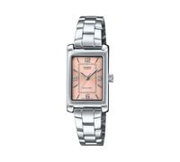 Casio LTP-1234DD-4A - Reloj de vestir rectangular estándar clásico de acero inoxidable con esfera rosa para mujer, Rosado
