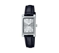 Casio LTP-1234LL-7A - Reloj de vestir rectangular estándar clásico con correa de piel plateada para mujer