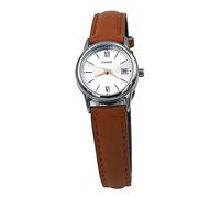 Casio LTP-V002L-7B3 - Reloj analógico estándar para mujer, correa de cuero marrón, esfera plateada, fecha