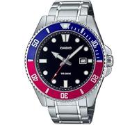 Casio MDV106-1AV 200 M WR Reloj de Buceo Negro para Hombre (MDV106-1A), Azul/Rojo/Plata, Pulsera de Acero Inoxidable