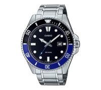 Casio MDV107D-1A2V Men's Stainless Steel 200M Blue Bezel Black Dial 3-Hand Analo