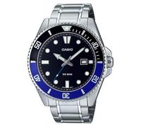 Casio MDV107D-1A2V - Reloj de Buceo para Hombre (Acero Inoxidable, 200 m), Color Negro y Azul, Esfera Negra, 3 Agujas, Color Negro y Negro, Negro, Deportes