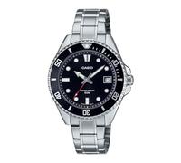 Casio MDV10D-1A1V Reloj deportivo unisex inspirado en el buceo de 38 mm, acero inoxidable, esfera negra, negro, clásico