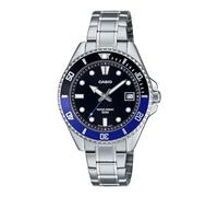 Casio MDV10D-1A2V - Reloj deportivo unisex inspirado en el buceo de 38 mm, acero inoxidable, esfera negra (negro/azul), Negro -, Classic