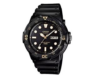 Casio MRW-200 - Reloj de cuarzo estándar para hombre, Negro x dorado MRW-200H-1EV, Correa
