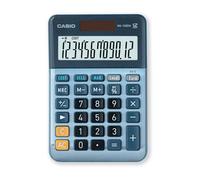 Casio MS-120EM - Calculadora de Escritorio con Pantalla Extra-Grande de 12 dígitos, con energía Solar/batería, con cálculo avanzado de Porcentaje, conversión de Moneda en Euros, Azul