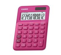 Casio MS-20UC - Calculadora de escritorio con botón grande, pantalla LCD de plástico rosa, cálculo de margen de ganancias, impuestos y tiempo, botones grandes, funciona con pilas solares, ideal para