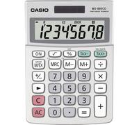 Casio MS-88ECO - Calculadora financiera, gris | Gehäuse aus recyceltem Kunststoff, 8-stelliges extra großes Display, Währungsumrechnung, Steuerberechnung, Solar/Batería