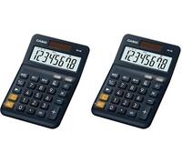 Casio, MS-8E, Calculadora de Escritorio con Pantalla Extra-Grande de 8 dígitos, Azul, alimentada por energía Solar/batería, con cálculo de Porcentaje avanzado (Paquete de 2)