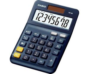 Casio, MS-8E, Calculadora de Escritorio con Pantalla Extra-Grande de 8 dígitos, Azul, alimentada por energía Solar/batería, con cálculo de Porcentaje avanzado