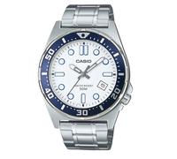 Casio MTD-135D-7A - Reloj deportivo de acero con esfera blanca resistente al agua 100m