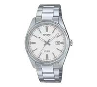 Casio MTP-1302DA-7AV Reloj Analógico Hombre Esfera Blanca, Acero Inoxidable, Fecha, Cristal Mineral, 50M WR - Ref. MTP-1302DA-7AV