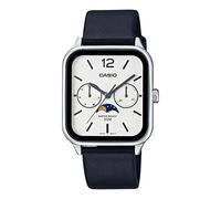 Casio MTP-M305 Series - Reloj analógico de fase lunar estándar para hombre, modelo extranjero, cuero negro, plateado MTP-M305L-7AV, Clásico