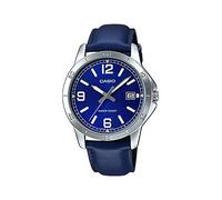 Casio MTP-V004L-2B - Reloj estándar para hombre, correa de cuero azul, esfera azul, fecha, Azul