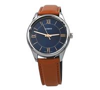 Casio MTP-V005L-2B5 - Reloj analógico estándar para hombre con correa de cuero marrón y esfera azul romano