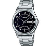 Casio MTP-V006D-1B2 Men's Stainless Steel Easy Reader Black Dial Day Date Analog Dress Watch