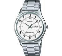 Casio MTP-V006D-7B2 - Reloj analógico para Hombre, Acero Inoxidable, Esfera Blanca, Fecha, Movimiento de Cuarzo, Blanco, Movimiento de Cuarzo