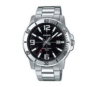 Casio MTP-VD01D-1BV - Reloj deportivo analógico casual para hombre, acero inoxidable, esfera negra