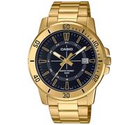Casio MTP-VD01G-1C Enticer Reloj Deportivo analógico Casual de Acero Inoxidable en Tono Dorado para Hombre, Negro -