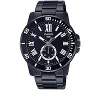 Casio MTP-VD200B-1BUDF - Reloj analógico para Hombre, Esfera Negra, Carcasa ionizada en Negro, Correa de Acero Inoxidable, Negro, Pulsera