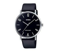 Casio MTP-VT01L-1B2 Mens Minimalistic Black Dial Black Leather Band Analog Watch