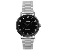 Casio MTP-VT03D-1B - Reloj analógico minimalista de acero inoxidable para hombre, esfera cóncava, 3 manecillas, Negro -
