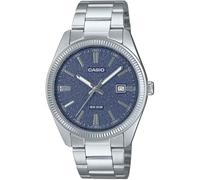 Casio MTP1302DA-2A1V - Reloj analógico clásico clásico de acero inoxidable con esfera azul mate y fecha para hombre