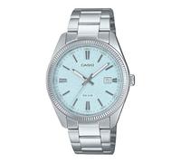 Casio MTP1302DA-2A2V - Reloj analógico clásico clásico de acero inoxidable mate con esfera azul claro y fecha para hombre