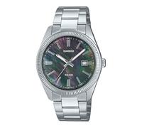 Casio MTP1302DS-1AV - Reloj analógico clásico estándar de acero inoxidable para hombre, esfera MOP y fecha