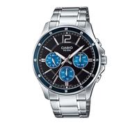 Casio MTP1374D-2AV - Reloj multifunción de acero inoxidable para hombre, esfera negra