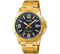 Casio MTP-V004G-1B Men's Dress Gold Tone Stainless Steel Black Dial Analog Date Watch